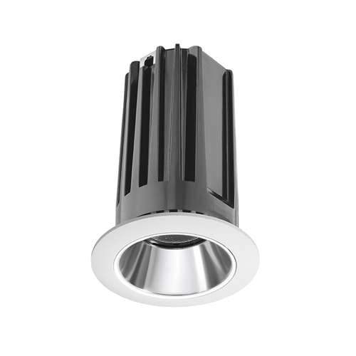 Juno 2" LED 2LEDTRIM G2 DC 30K 80CRI NFL CWH Recessed Lighting 2" LED Gen 2 Round Downlight Cone 3000K 80 CRI, Narrow Flood Beam, Clear Reflector, White Trim Ring