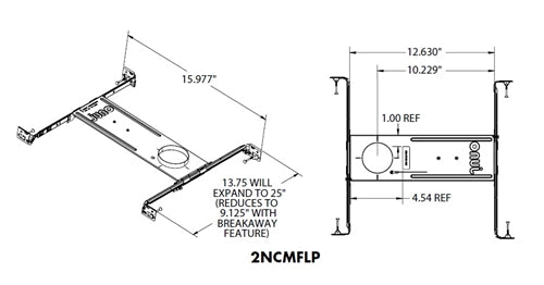 Juno 2NCMFLP R6 Recessed Lighting 2" Canless Mounting Frame for New Construction Applications