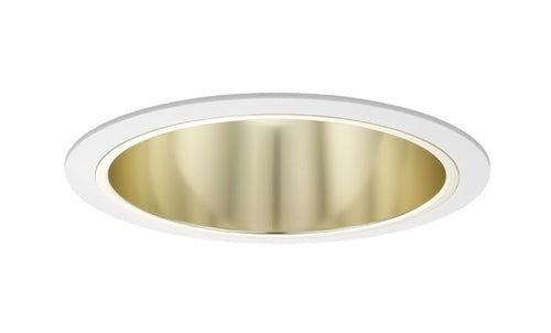 Juno Aculux Recessed Lighting 600G-WH 6" CFL Vertical Open Downlight Gold Alzak Reflector, White Trim