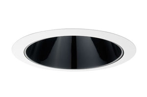 Juno Aculux Recessed Lighting 638B-WH 5-5/8" Low Voltage Angle-Cut Cone, Black Alzak Reflector, White Trim