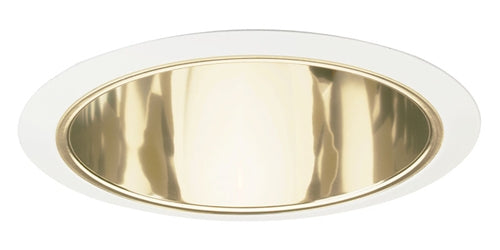 Juno Recessed Lighting 643G-WH 6" Line Voltage, Open Reflector Trim, Gold Reflector, White Trim