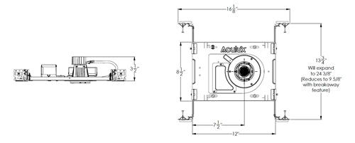 Juno Aculux AX2 D G2 12LM 27K 90CRI 30D FPC 120 Recessed Lighting 2 inch IC LED New Construction Downlight, 1200 Lumens, 2700K, 90 CRI, 30 Degree Flood, Phase Cut Dim, 5% Dim, 120V