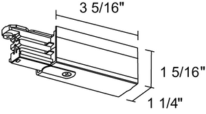 Juno HD Commercial Track Lighting HTEK12-WH (HTEK12 WH) 277V 2-Circuit/2-Neutral, HTEK End Feed - Right polarity, White Color