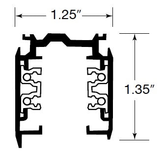 Juno HD Commercial Track Lighting HTEK44-BL (HTEK4 4FT BL) 4 ft HTEK Trac 277V 2-Circuit/2-Neutral, Black Color
