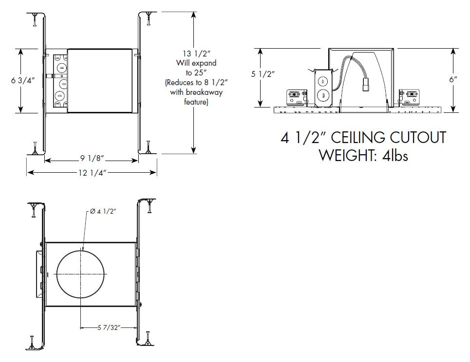 Juno IC1FW LEDT24 Recessed Lighting 4" IC Fire-Rated Quick Connect New Construction LED Housing, CA T24 Compliant