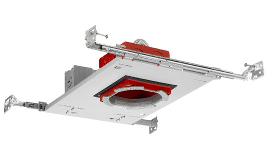 Juno IC1AJBPF 06LM MVOLT ZT10 Recessed Lighting 4" IC LED Fire-Rated Red Series New Construction Adjustable Housing, 600 Lumens, Multi-Volt (120-277), 0-10V, 10% Dim