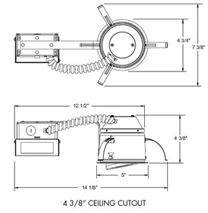 Juno IC1RALED G4N 06LM MVOLT ZT10 Recessed Lighting 4" LED Adjustable Remodel IC Type Recessed Housing, 600 Lumens, Universal Driver 120-277V 0-10V 10% Dimming