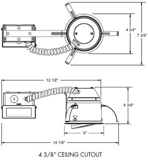 Juno IC1RALED G4 06LM 120 FRPC Recessed Lighting 4" LED Adjustable Remodel IC Type Recessed Housing, Dedicated Driver 120V ELV Dimmable