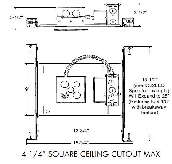 Juno IC1JBPF 07LM MVOLT ZT1 Recessed Lighting 4" IC LED Fire-Rated Red Series New Construction Housing, 700 Lumens, 120-277V, 0-10V, 1% Dim