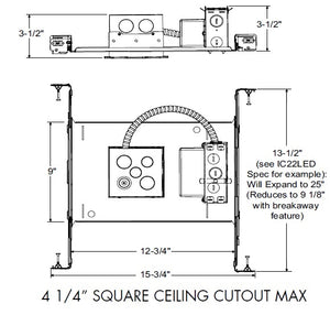 Juno IC1JBPF 10LM MVOLT EZ1 Recessed Lighting 4" IC LED Fire-Rated Red Series New Construction Housing, 1000 Lumens, 120-277V, eldoLED 0-10V, 1% Dim