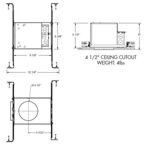 Juno IC1LEDFW 10LM 27K 90CRI MVOLT ZT1 Recessed Lighting 4" IC LED Fire-Rated New Construction LED Housing, 2700K, 90 CRI, 45 Degrees Distribution, Multi-Volt (120-277), 0-10V, 1% Dim