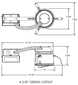 Juno Recessed Lighting IC1RALEDG4N-6-U 4" LED Adjustable Remodel IC Type Recessed Housing, 600 Lumens, Universal Driver 120-277V 0-10V Dimmable