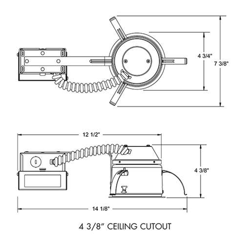 Juno IC1RLED WD G4 09LM 30K 90CRI 120 FRPC Recessed Lighting 4" IC WarmDim LED Remodel Housing, 900 Lumens, 3000K Color Temperature, Dedicated Driver 120V