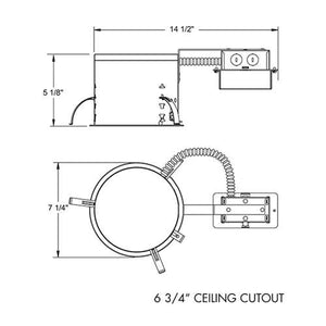 Juno IC22RLED G4 09LM 30K 90CRI MVOLT ZT Recessed Lighting 6" LED IC Type Remodel Housing 900 Lumens, 3000K Color Temperature, Universal Driver 120-277V