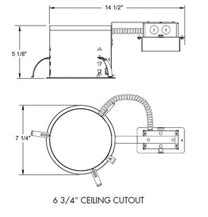 Juno IC22RLED G4 06LM 27K 90CRI MVOLT EZ1 Recessed Lighting 6" LED IC Type Remodel Housing 600 Lumens, 2700K Color Temperature, Universal Driver 120-277V, eldoLED 0-10V, 1% Dim
