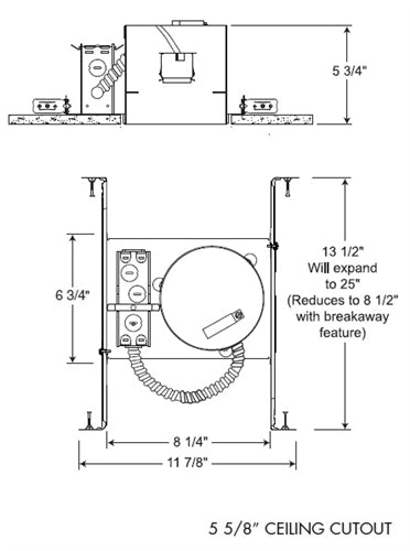 Juno Recessed Lighting IC25S (IC25 S) 5" Line Voltage IC Type Shallow Housing with smaller bar hangers