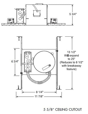 Juno Recessed Lighting IC25W (IC25 W) 5" Line Voltage IC Type Shallow New Construction Housing with push-in electrical connectors