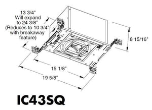 Juno Aculux IC43SQ ELV 120 Recessed Lighting 3 inch Low Voltage New Construction IC Square Adjustable Housing with 120V Electronic Transformer