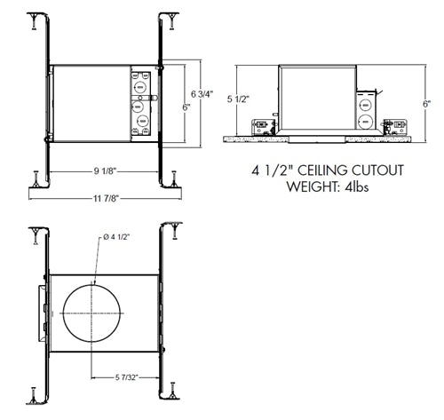 Juno Lighting IC4ALFW 10LM 27K 90CRI SP 120 FRPC 4" IC LED Fire-Rated Internally Adjustable New Construction LED Downlight New Construction Housing,  1000 Lumens, 2700K, 90 CRI, Spot Distribution, 120V Forward/ Reverse Phase Cut, 5% Dim