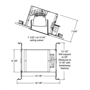 Juno Recessed Lighting IC926LED9G4-35K-U 6" Slope LED New Construction IC Type Recessed Housing, Universal Driver 120-277V, 900 Lumens, 3500K Color Temperature