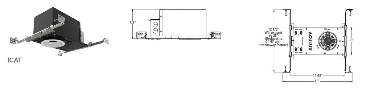 Juno Aculux INIT3 A 12LM 27K 90CRI 35D ECOS2 120 ICAT Recessed Lighting 3" IC New Construction Adjustable Housing, 1200 Lumens, 2700K, 90 CRI, 35 Degree Beam, Lutron Hi-Lume 2-Wire, 120-277V