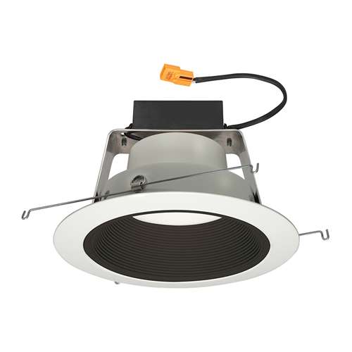 Juno J6RL WD G4N DB 06LM 30K 90CRI 120 FRPC BWH Recessed Lighting 6" IC WarmDim LED Retrofit Downlight Trim Module 600 Lumens, 3000K Color Temperature, Black Baffle, White Trim, Less Medium Base Socket Adapter