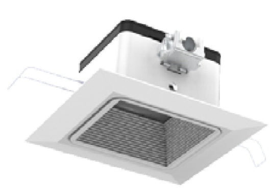 Juno JPDZ4 SQDC ALO10 SWW5WD 90CRI MVOLT ZT10 CWH Podz 4" LED Downlight, Square Downlight Cone, Adjustable Lumen Output, Switchable White 2700K-5000K + WarmDim (2850K-1900K), 90 CRI, 120-277V, 0-10V, 10% Dim, Clear, White Trim Ring