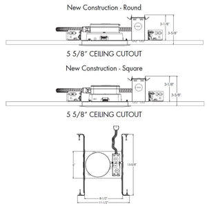 Juno JPDZ5NCMF 120 FRPC U Recessed Lighting Podz 5" New Construction Mounting Frame for Round and Square Trim Module, 120V Forward/Reverse Phase Cut, 5% Dim