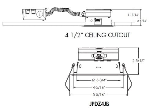 Juno JPDZ4JB RDB1 WWH M6 Recessed Lighting 4" Podz Canless IC LED Trim and Remodel Downlight, 700 Lumens/1000 Lumens/1200 Lumens, 2700K/3000K/3500K/4000K/5000K/WarmDim Color Temperature, 90 CRI, 120V, Forward & Reverse Phase Cut Dimming,