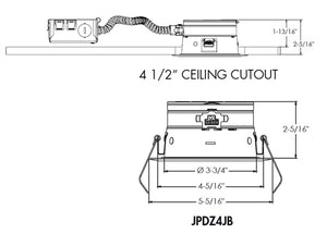 Juno JPDZ4JB RDB1 WWH M6 Recessed Lighting 4" Podz Canless IC LED Trim and Remodel Downlight, 700 Lumens/1000 Lumens/1200 Lumens, 2700K/3000K/3500K/4000K/5000K/WarmDim Color Temperature, 90 CRI, 120V, Forward & Reverse Phase Cut Dimming,