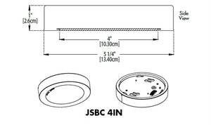 Juno JSBC 4IN SWW2 90CRI WL MW M6 11.8W LED Surface Mount Downlight, 840 Lumens, Switchable CCT 3000K/4000K/5000K, 90 CRI, 120V, Matte White