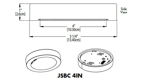 Juno JSBC 4IN SWW2 90CRI WL CP6 MW M2 11.8W LED Surface Mount Downlight, 840 Lumens, Switchable CCT 3000K/4000K/5000K, 90 CRI, 120V, Matte White, 6 Contractor Pack