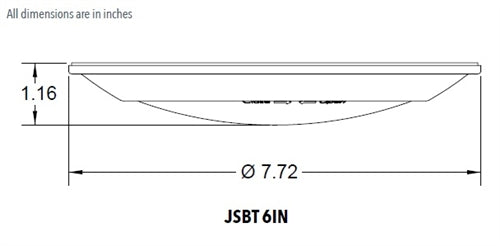 Juno JSBT 6IN 30K 90CRI WL MW Recessed Lighting  6" 14.3W SlimBasics Tapered LED Surface Mount Disk Light, 980 Lumens, 3000K Color Temperature, 90 CRI, Wet Location, White