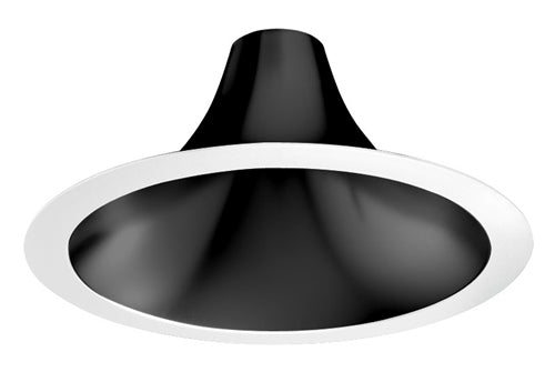 Juno Recessed Lighting L600HW-BS-WH (L6 HW BD PF) 6" LED Hyperbolic Trim, Open Reflector, Wide Distribution, Black Satin Low Iridescent Alzak Finish, White Flange