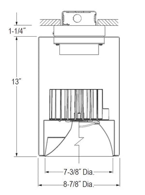 Juno LC8S 13LM 50K MVOLT B G4 80CRI FDL BR Indy 8" Round Cylinder Surface Mount L-Series Housing, 1300 Lumens, 5000K Color Temperature, 120-277V, Black Cylinder, Gen 4, 80 CRI, Forward Phase Dimming Lutron Driver, Emergency Battery Pack