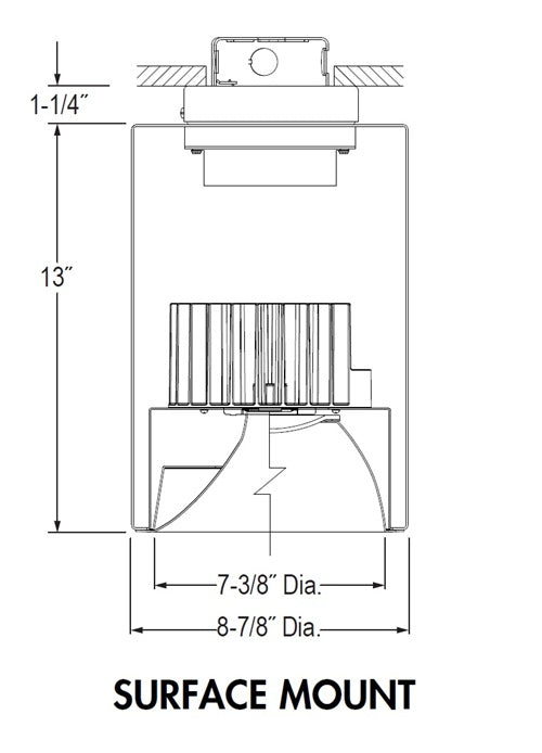 Juno Lighting LC8S 23LM 27K 277 B G4 80CRI FDL BR Indy 8" Round Cylinder Surface Mount L-Series, 2300 Lumens, 2700K Color Temp, 277V, Black Cylinder, Gen 4, 80 CRI, Forward Phase Dim Lutron Driver, Emergency Battery Pack