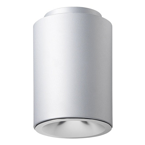Juno LC8S 45LM 30K MVOLT S G4 80CRI ZT BR Indy 8" Round Cylinder Surface Mount L-Series, 4500 Lumens, 3000K Color Temp, 120-277V, Silver Cylinder, Gen 4, 80 CRI, 0-10V Dim to 10% Min, Emergency Battery Pack