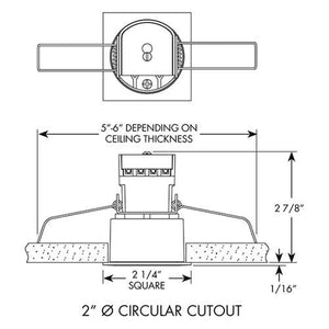 Juno MD1LG2 SQ 03LM 27K 80CRI SP BZ Recessed Lighting 2-1/4" Mini LED Square Downlight 2700K Spot Beam Spread, Bronze Finish