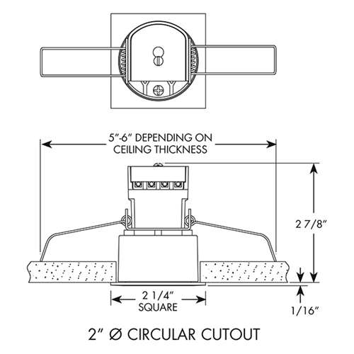 Juno MD1LG2 SQ 03LM 35K 90CRI NFL SN Recessed Lighting 2-1/4" Mini LED Square Downlight, 3500K, 90 CRI, Narrow Flood Beam Spread, Satin Nickel Finish