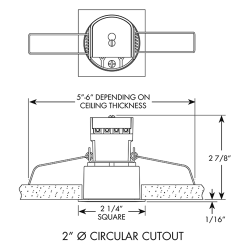 Juno Recessed Lighting MDSLG2-927-FL-WH 2-1/4" Mini LED Square Downlight, 2700K, 90 CRI, Flood Beam Spread, White Finish