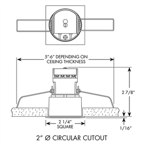 Juno Recessed Lighting MDSLG2-935-FL-WH 2-1/4" Mini LED Square Downlight, 3500K, 90 CRI, Flood Beam Spread, White Finish