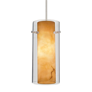 Juno Lighting P160MLG-STN-STO (DPEND ML P160 STO 72IN G9HAL SNC SNA) Tubular Inner Glass Line Voltage Decorative Pendant for Monoline, 120V 40W G9 Halogen, Satin Nickel Fixture, Stone Shade