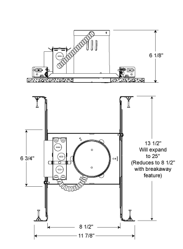 Juno Recessed Lighting PL426EU (PL4 26W EMVOLT) 4" Fluorescent 26W New Construction Housing with 120V HPF Electronic Ballast