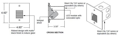 Acuity STEP11 SQU WL M LST1A 350MA WHT30K MVOLT SGB Winona Step LED Light, 3000K, Medium Distribution, Black