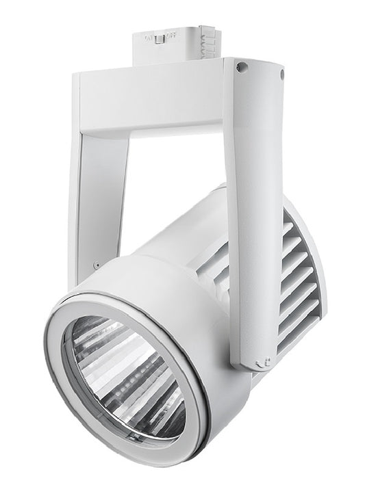 Juno T255L G3 30K 90CRI PDIM FL WH Cylindra 35W Dimmable LED Trac Light, 3000K Color Temperature, 90 CRI, Flood Distribution, White Finish