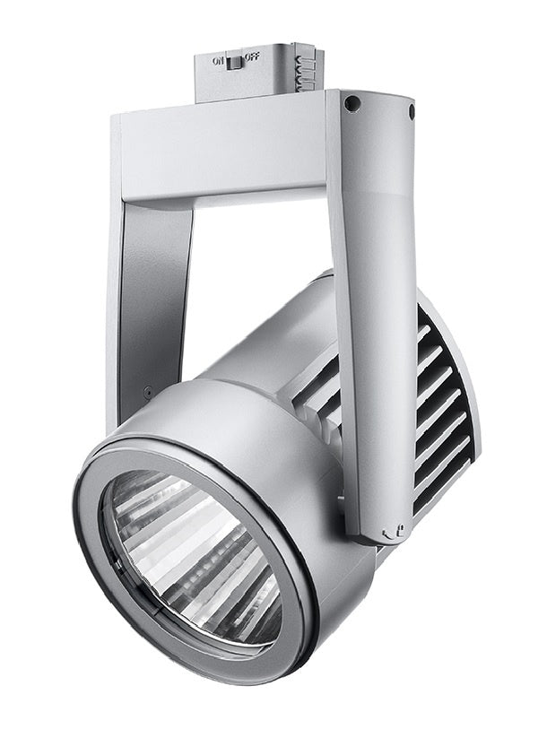 Juno T255L G3 35K 90CRI PDIM NFL SL Cylindra 35W Dimmable LED Trac Light, 3500K Color Temperature, 90 CRI, Narrow Flood Distribution, Silver Finish