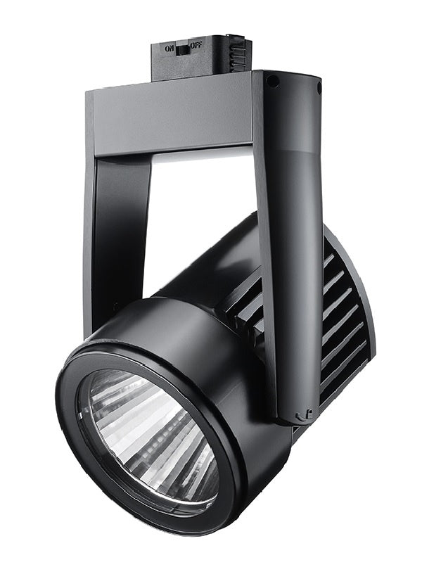 Juno T255L G3 40K 80CRI PDIM NFL BL Cylindra 35W Dimmable LED Trac Light, 4000K Color Temperature, 80 CRI, Narrow Flood Distribution, Black Finish