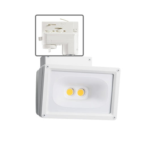 Juno T260L HTEK 35K 90CRI OFF WH Track Lighting Trac Master 55W LED Wall Wash Flood Light, HTEK 277V Trac Adapter, 3500K Color Temperature, 90 CRI, Non Dimming, White Finish