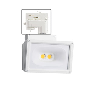 Juno T260L TEK 30K 97CRI PDIM WH Track Lighting Trac Master 55W LED Wall Wash Flood Light, Universal 120V Trac Adapter, 3000K Color Temperature, 97 CRI, Phase Dimmable, White Finish