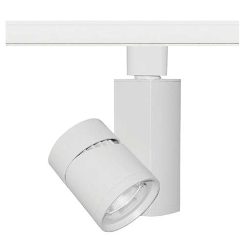 Juno Track Lighting T382L G2 35K 80CRI PDIM NFL WH 19W Vertical Cylinder LED, 3500K Color Temperature, 80 CRI, Narrow Flood Beam Spread, White Finish